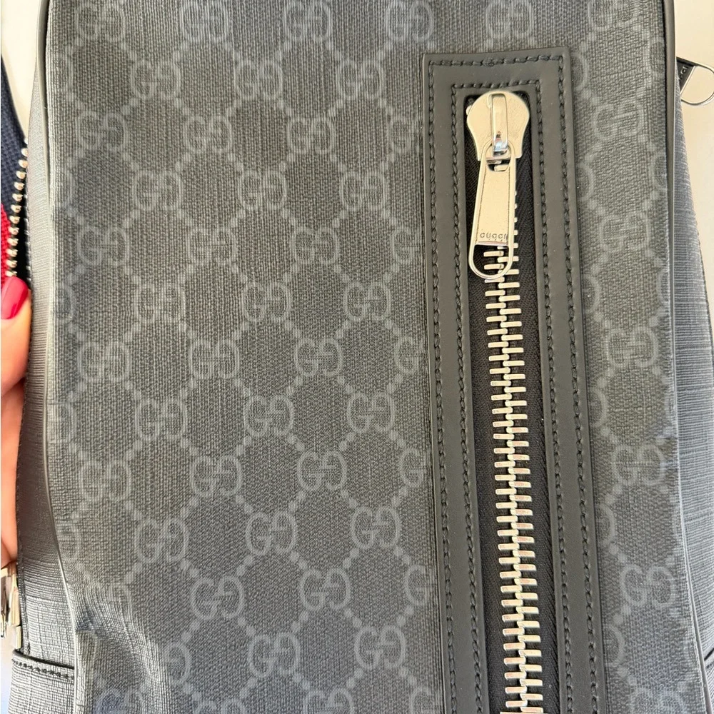 Gucci Black Monogram Crossbody Bag with Red and Blue Strap - Picture 6 of 13